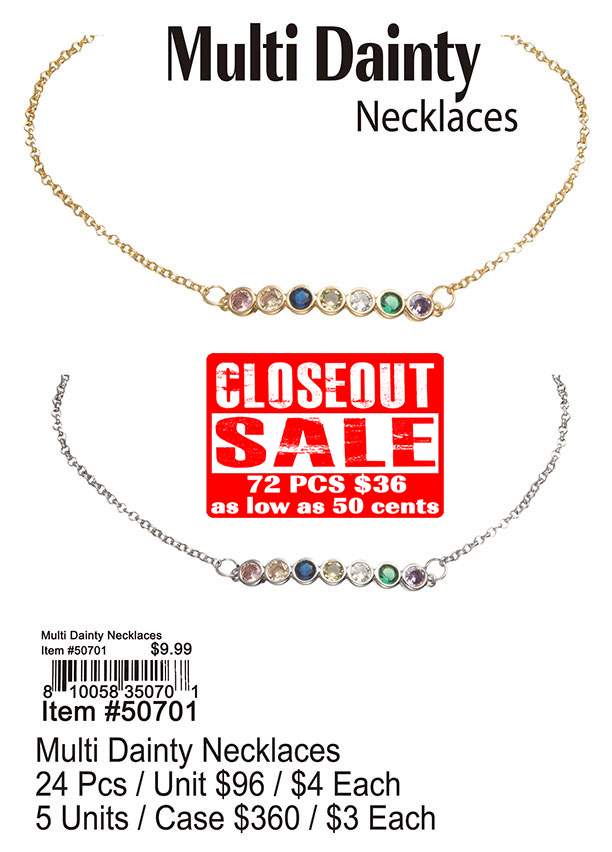 Multi Dainty Necklaces - Closeout 72 Pcs.